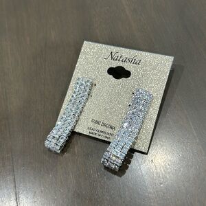 New Natasha Silver CZ  Crystals Post back